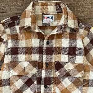 Vintage 70s Big Mike Shirt Plaid Flannel Union Made USA Cotton Boxy Fit Small